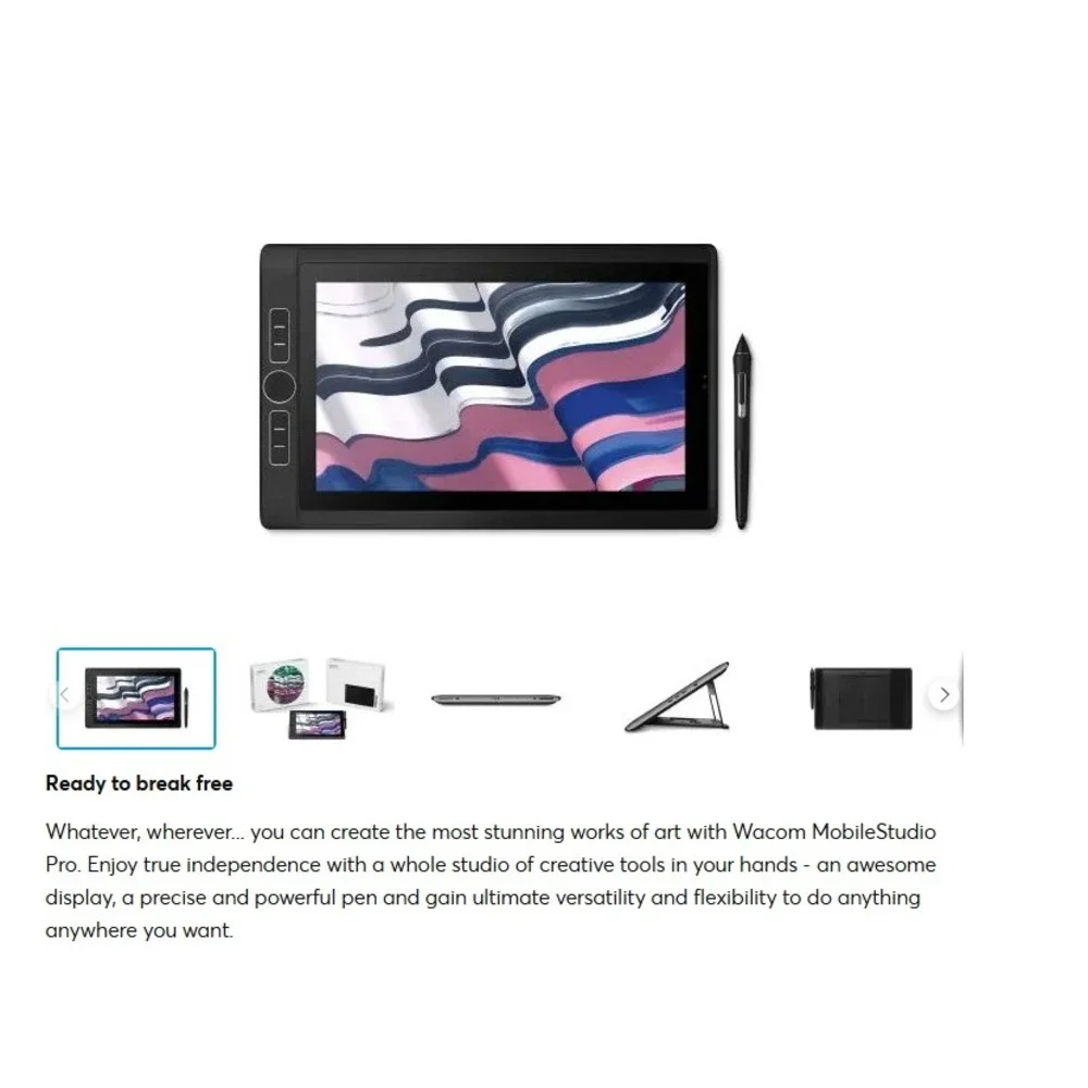 Wacom MobileStudio Pro 13 Creative Pen Computer Tablet Black Cintiq DTH-W1320